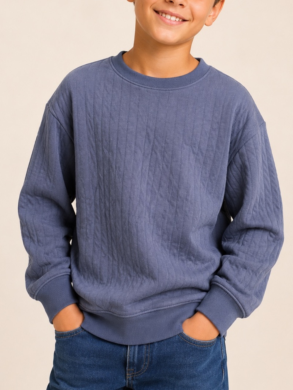 NWT Cat & Jack Blue Quilted Crewneck Sweater